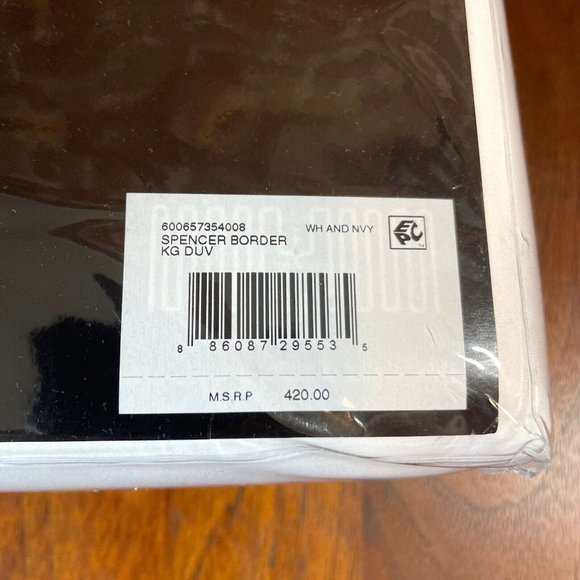 Ralph Lauren Spencer Border Sateen KING Duvet Cover WHITE NAVY - Picture 8 of 8